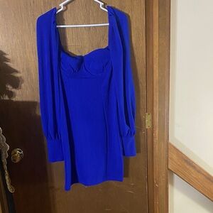 Royal Blue Long Sleeve Mini Dress – Size Medium